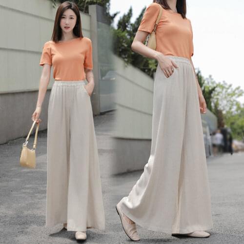 Wide Leg Pants Casual Cotton and Linen Loose Womens Trousers Fashion and Elegant Womens Trousers Hot New Spring Summer X185