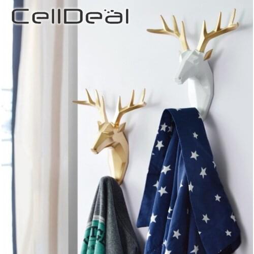 CellDeal Clothing Hook Deer Elephant Rhinoceros Head Animal Resin Display Racks Hook Coat Hanger Cap Room Decor Show Wall Bag