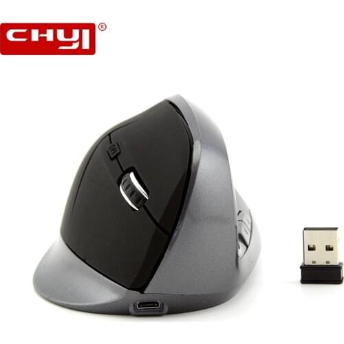 CHYI Wireless Vertical Computer Mouse Ergonomic Rechargeable USB Optical Mouse 2.4G 1600 DPI Gaming Mice For PC Desktop Laptop