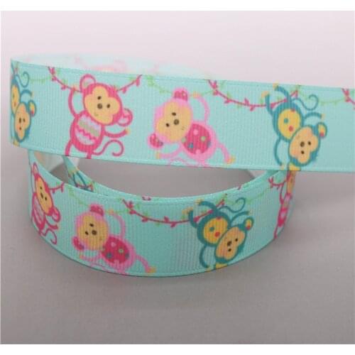 DHK 50yards cartoon duck monkey Printed Grosgrain Ribbon Accessory Hairbow Headwear Decoration DIY Wholesale OEM S1225