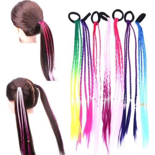 1PCS Girls Elastic Hair Band Rubber Band Hair Accessories Wig Ponytail Headband Kids Twist Braid Rope Headdress Hair Braider