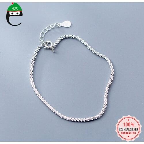 ElfoPlataSi 2019 100% 925 Solid Real Sterling Silver Chain 925 Bracelet For Women Wife Girls Lady Fine Silver Jewelry DS1388