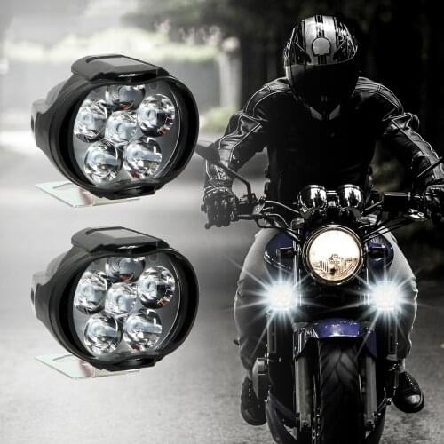 2Pcs Motorcycles Headlight 6500k White Super Bright 6 LED Working Spot Light Motorbike Fog Lamp 1200LM LED Scooters Spotlight