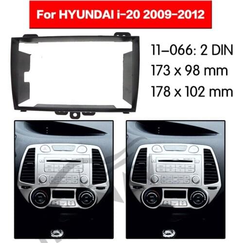 HUANAV Car Radio stereo Fitting installation adapter fascia For 2009-2012 Hyundai i-20, 2DIN Black Stereo Frame Audio Fascias