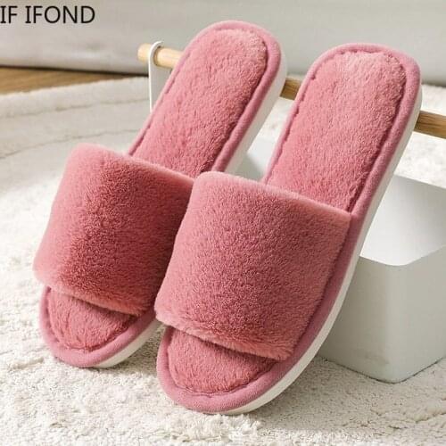 IF IFOND 2020 Fashion New Warm Indoor Faux Fur Flat Slippers Woman Slip on Soft Flats Casual Floor Slipper Home Shoes Size 36-43