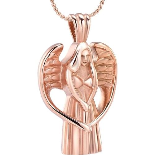 K9900 Angel Goddess Cremation Jewelry for Ashes Pendant Urns Stainless Steel Memorial Keepsake Funeral Necklace for Women Men