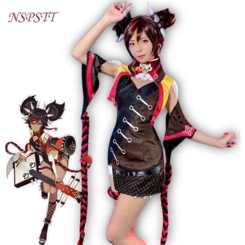 NSPSTT Genshin Impact Xinyan Cosplay Costume Game Genshin Impact Cosplay for Women Halloween Costume Suit Xinyan Uniform Outfit