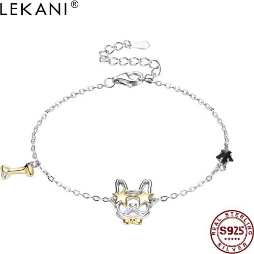 LEKANI 925 Sterling Silver Bracelet For Women Luxury Austria Crystal Bracelets Animal Doggy Sporty Fine Jewelry Free Shipping