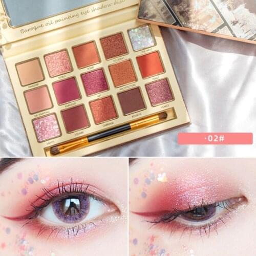 MINSHZEE Oil Painting Eyeshadow Palette 15 Color Glitter Shimmer Cosmetic Powder Matte Pearlescent Earth Color Eye Shadow Makeup