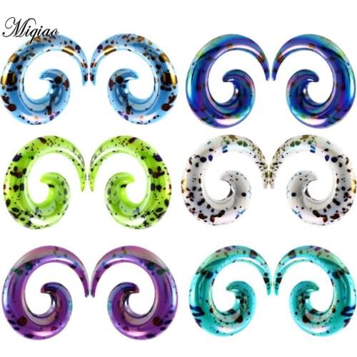 Miqiao 2 Pcs Europe and The United States Hot Sale Piercing Tattoo Accessories Acrylic Inkjet Color Auricle Snail Ear Expander