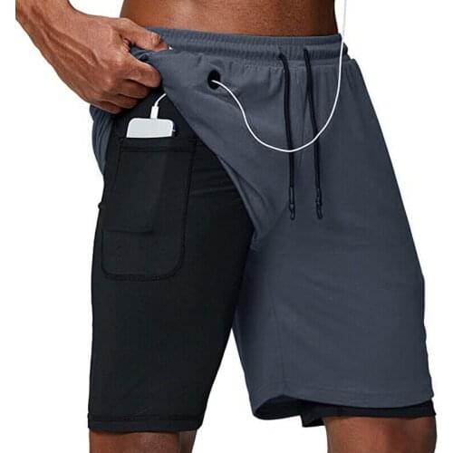Mens Running Shorts Double-layer Gym Fitness Exercise Bottoms Quick-drying Outdoor Basketball Sports Jogging Training Clothes
