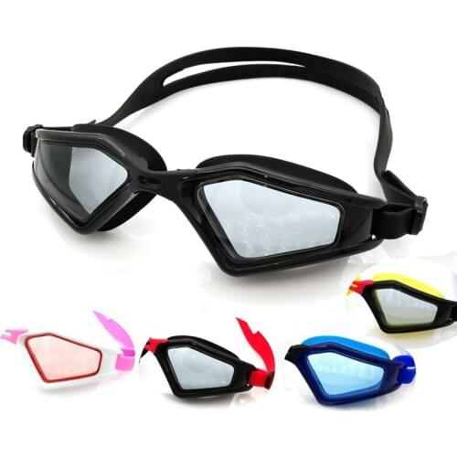 Swimming Goggles Set Men Women Adjustable 3in1 Waterproof Large Frame Electroplated Glasses With 1 pair Earplugs