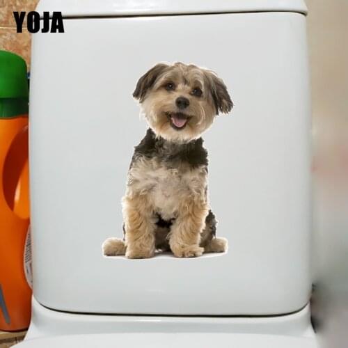 YOJA 15.8×22.8CM Smiling Yorkshire Terrier Modern Cartoon PVC Decal Home Wall Stickers Toilet Decoration T1-3104