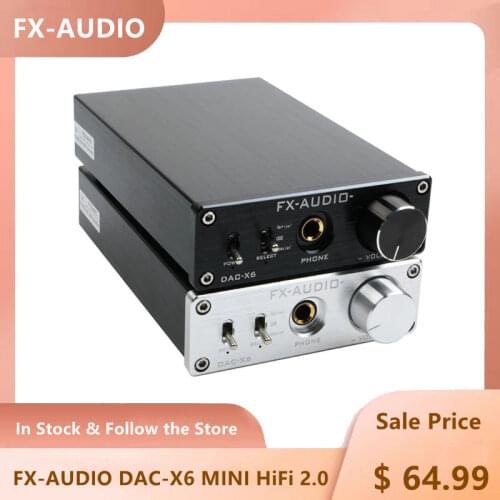 NEW FX-AUDIO DAC-X6 MINI HiFi 2.0 Digital Audio Decoder DAC Input USB/Coaxial/Optical Output RCA/ Amplifier 24Bit/96KHz DC12V