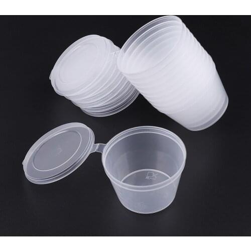 50pcs/set 27/35.7ml Disposable Plastic Takeaway Sauce Cup Container Food Box With Hinged Lids Pigment Paint Box Palette Reusable