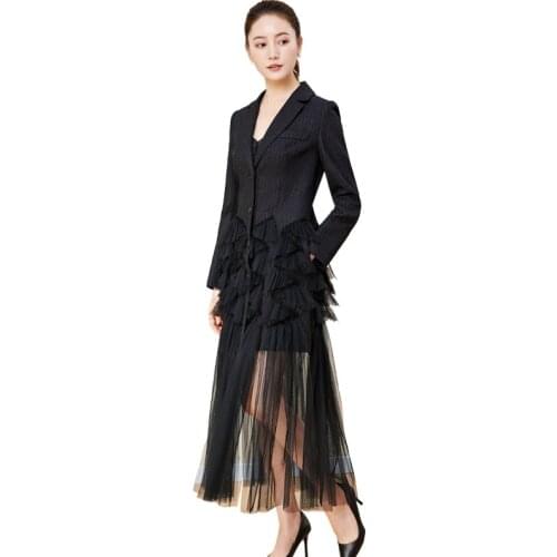 Autumn Winter Suit For 2020 New Spring Sex Women Patchwork Lace Jackets Elegant Long Sleeve Blazer Outerwear LX2618