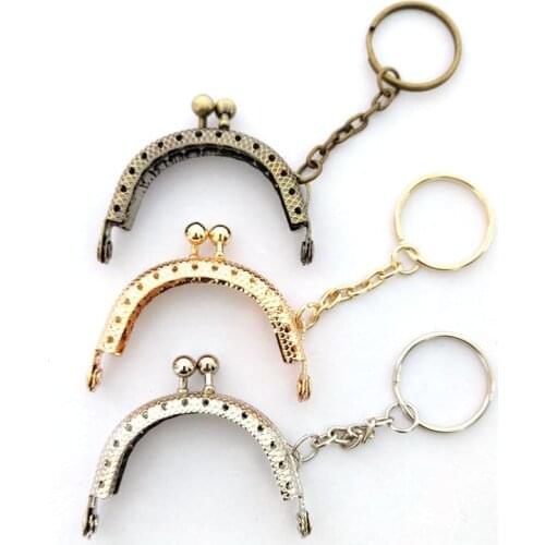 10PCS 5CM Mini Silver Metal Purse Frame Handle Completed Holes DIY Needlework Sewing Supplies Handmade Kiss Lock Clutch Frame