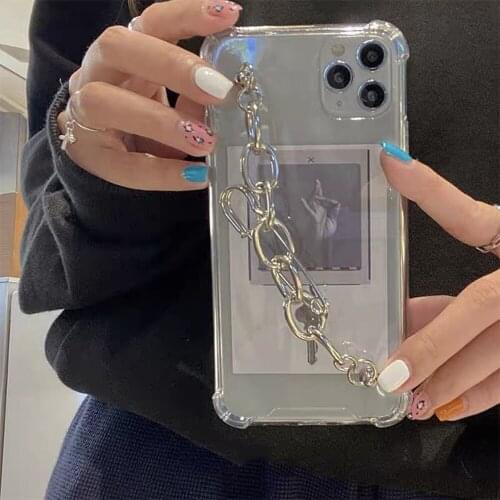 Luxury Metal Brooch button Wrist Chain Case For iPhone 11 Pro Max 6S 7 8 Plus XSMAX XR XS shockproof Hnading Strap Cover Cases