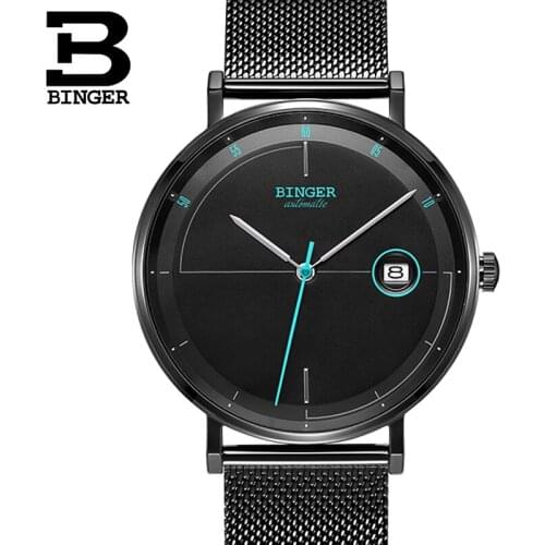 Switzerland Mens Watches BINGER Luxury Brand Japan Movement Men Watch Automatic Mechanical Sapphire Auto Date