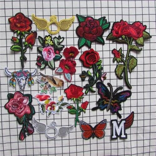 Sewing Clothes flowers patterned Iron on Patch Embroidery Patches Hotfix Applique Motifs Sew On Garment mixture fashion patches