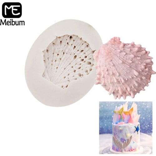 Meibum Ocean Shellfish Theme Silicone Mold Sea Shells Sector Shape Cake Decorating Mould Fondant Chocolate Pastry Baking Tools