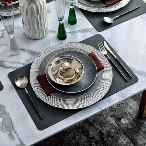 Modern Tableware Set Silver Plate Soft Outfit Glass Ceramic Western Tableware Round Dishes and Plates Kitchen Supplies