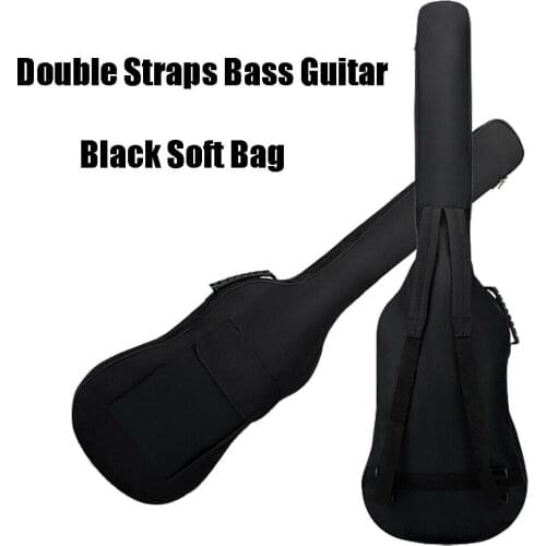 600D Oxford Double Straps Electric Bass Guitar Bag Cool Style Black Soft Case Backpack Small Bag Outside