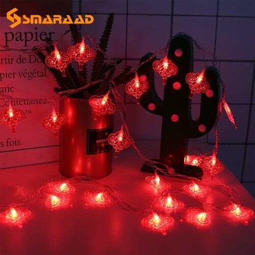 1.5m 10 Light Traditional Chinese Knot Red Lantern LED String Christmas Battery Operated Party Supplies Chinese New Year Lights
