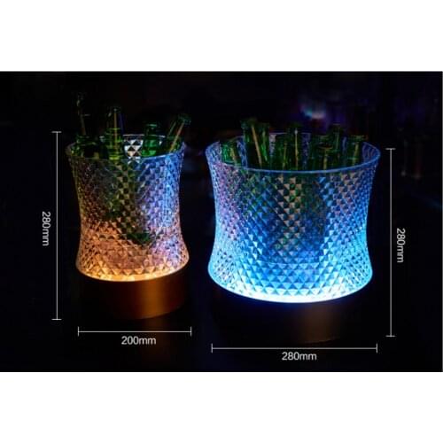 Bling Shiny diamond Rechargeable Ice Buckets Acrylic Transparent Night Party wine Holder Light Up Champagne Beer ice cooler