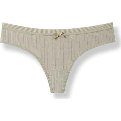 Ladies sexy cotton threaded T-string sexy bow-knot thong low waist comfortable breathable panties thong A19212