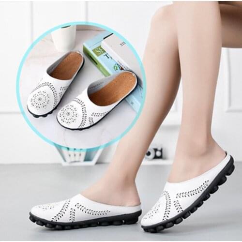 2021 Summer White Black Red Women Peas Shoes Breathable Casual Home Slippers Female Shoes Mules Antiskid Flat Mom Shoes Slipper