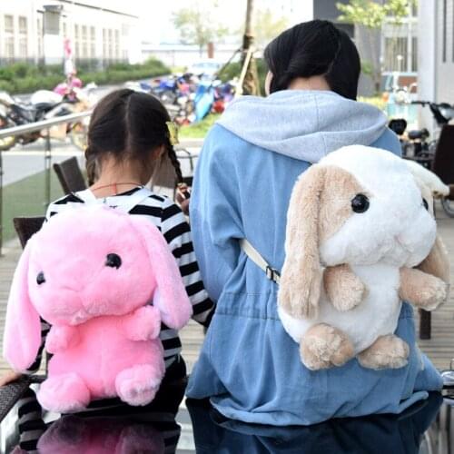 Hot Lovely School Backpack 44cm 1PC Cute Rabbit Plush Backpack Animal Plush Bag Soft toy girls dolls Birthday Gift for kids MR90