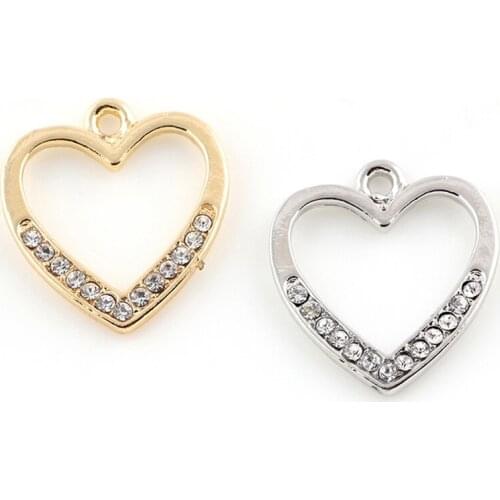 10pcs/lot Heart Rhinestone Dangle Handmade Charms Pendant DIY for Bracelet Necklace Bag