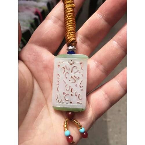 100% 7a hetian jade Nephrite Pendants Handcarved hollow Pendant jade pendant men women pendants peace and good luck jewelry
