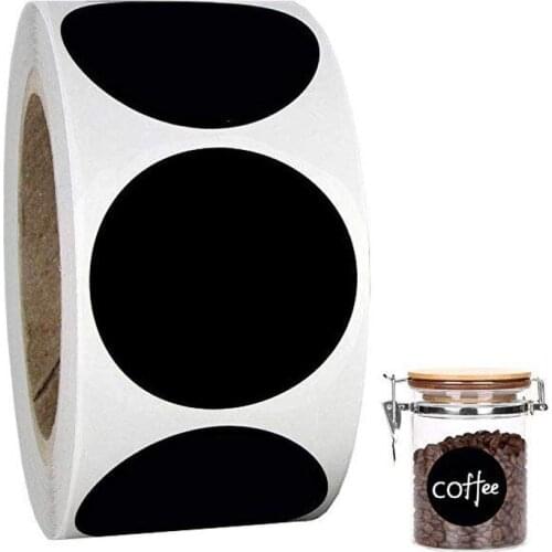 120pcs/roll Blank Label Round Chalkboard Sticker Kitchen Pantry Labels for Canning Mason or Spice Jars Reusable Labels Stickers