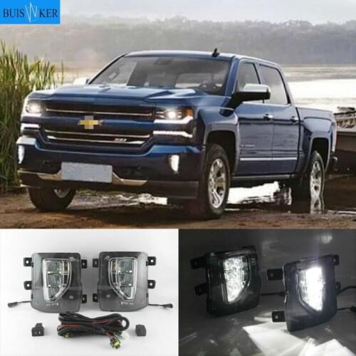 2Pcs Car Front Fog Lights Bumper Daytime Running Driving Lamps for chevrolet Silverado 1500 2016 2017 2018
