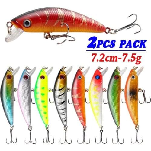 2PCS Minnow Fishing Lures Bass Cank Bait Artificial Hard Fish Lures Wobblers Swimbait Fishing Tackle 7.2cm-7.5g