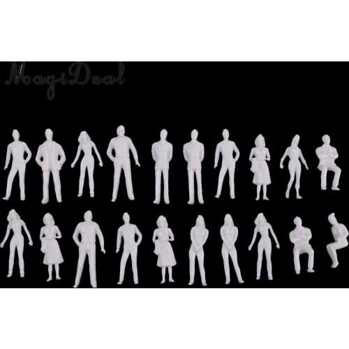 20 Pieces 1/50 Scale Unpainted People Model Architectural Figure Miniature Human Plastic Scene Simulation for Layout Diorama