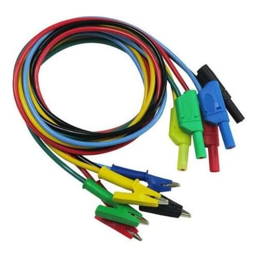 2018 Cleqee P1018A 1M 4mm Banana Plug to Crocodile Alligator Clip Test Probe Lead Wire Cable 5pcs/lot