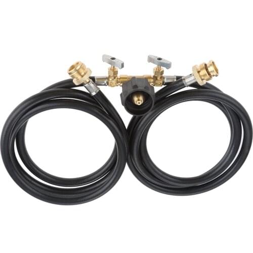 5 Feet 2 Way Y Splitter Propane Tank Converter Adapter Hose Assembly for QCC1 / Type1 20lbs Gas Tank for Camping Grill Stove