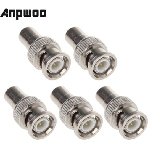 ANPWOO 5x BNC Male To RCA Female Coaxial Connector Adapter For CCTV Surveillance Video