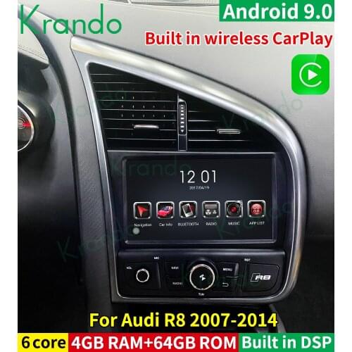 Krando Android PX6 9.0 4G 64G 9" Car Tablet Audio Radio GPS For Audi R8 2007-2015 Multimedia Wireless Carplay Headunit