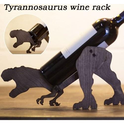 Wooden Tyrannosaurus Wine Rack Personalized Home Crafts Decoration for Living Room Bedroom Cabinet PAK5