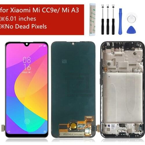 For Xiaomi Mi A3 lcd Mi CC9e Display Touch Screen Digitizer Assembly with frame For Xiaomi CC9e LCD replacement repair parts