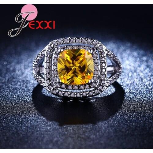 925 Sterling Silver Bridal Elegant Wedding Finger Rings Jewelry Cubic Zirconia Stone Rings Accessories