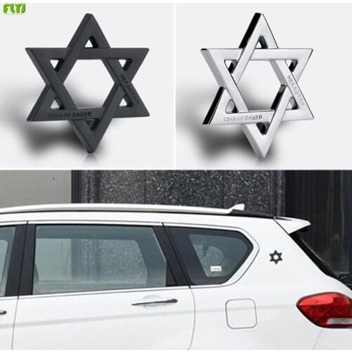 FLYJ 3D Metal Hexagram Star of David Car Stickers Car Styling Accessories for Israel Car Sticker