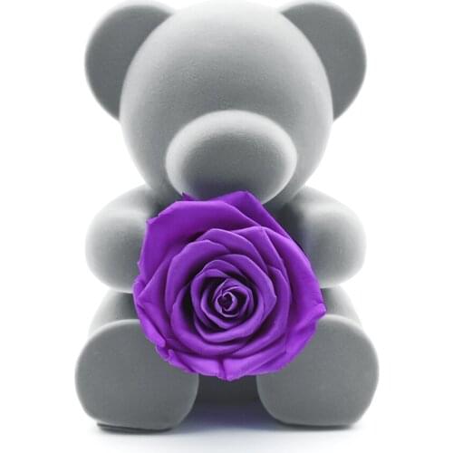 Art Ornament Rose Bear Purple Immortal Flower Valentines Day Gift Home Decor Collection