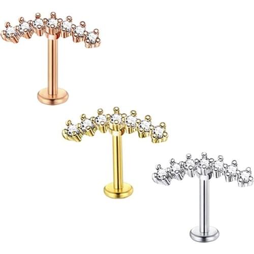 JUNLOWPY 16G 8mm Stainless Steel Labret Monroe Lip Ring Tragus Helix Earring Cartilage Studs Fashion Body Piercing Jewelry 50pcs