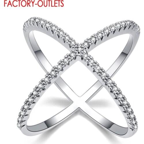 Newest Design 925 Sterling Silver Cross Rings For Women Sparkling Crystal Rings Wedding Party Fashion Female Jewelry