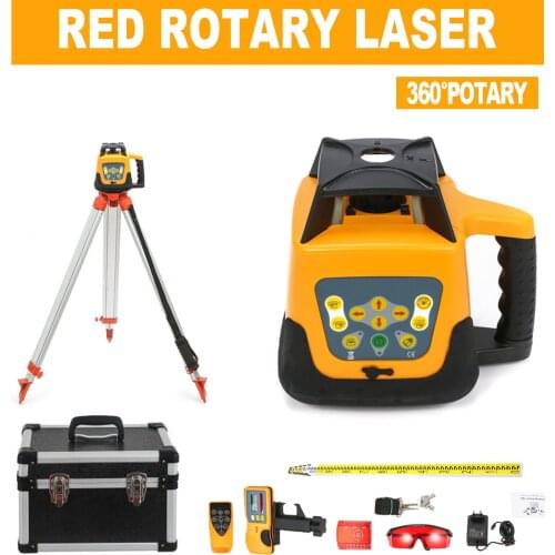 Red Rotary Laser Level Self-leveling Automatic Construction Building + Tripod + Staff